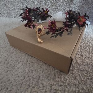 Floral Headband with Gold Accent